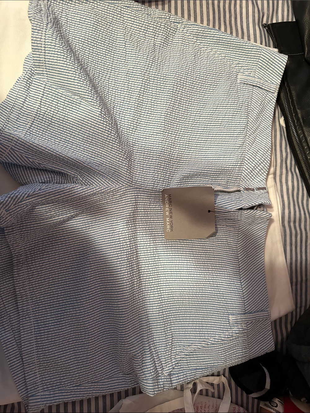 Marc New York Light Blue and White Striped Shorts